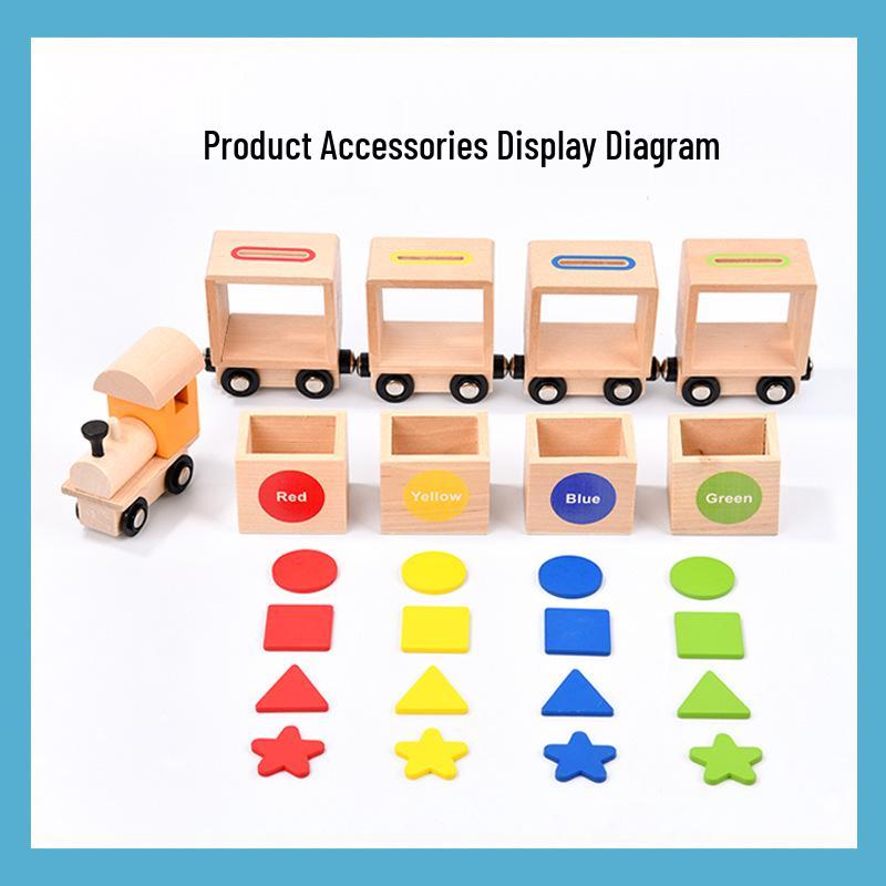 Children's Wooden Magnetic Train - Montessori Color & Shape Learning Puzzle
