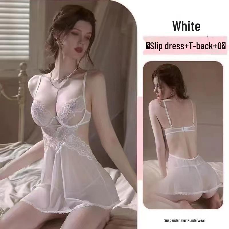 Elegant Lace Push-Up Sleep Dress: Enhances Small Chest