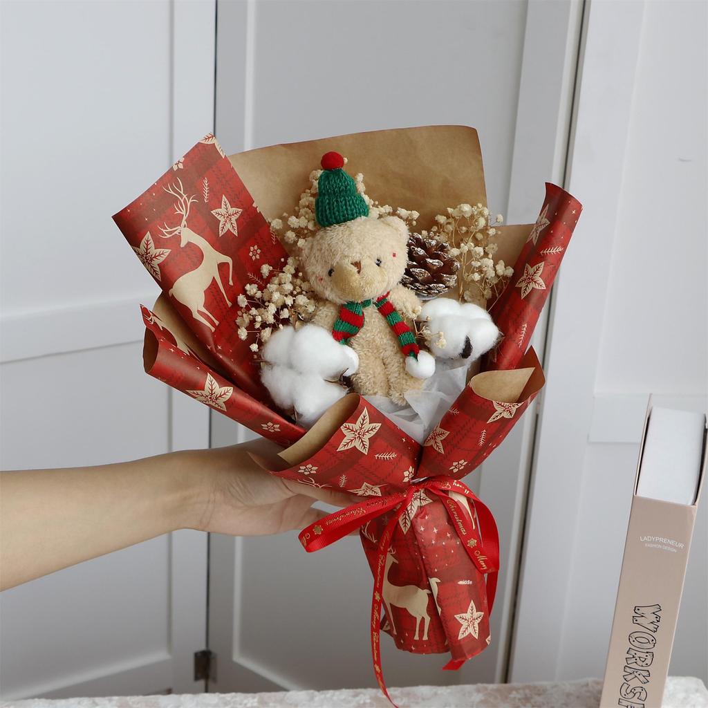 Kreatives Weihnachts-Teddybär-Bouquet zum Geburtstag der Freundin oder für Heiligabend