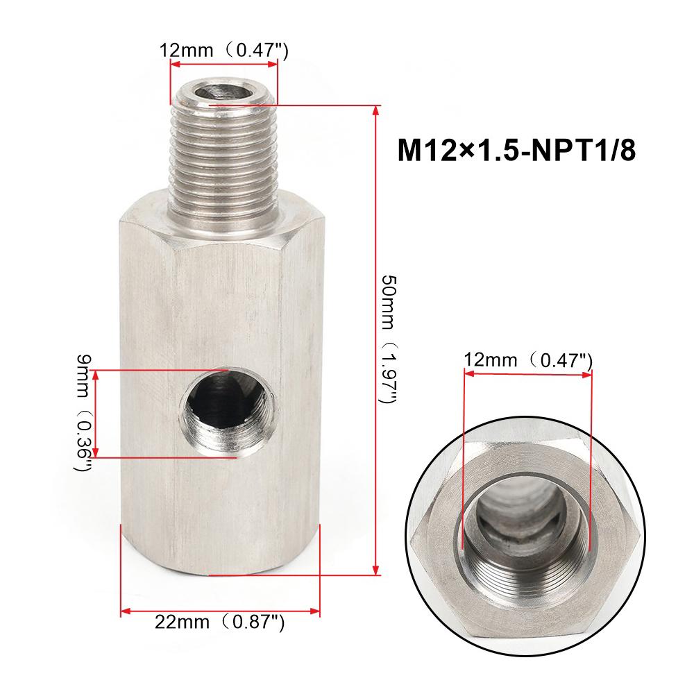 New Side Holes Oil Pressure Sensor Connector 1/8 NPT Female To 1/4NPT 1/8NPT 1/8BSPT M10 M12 M14*1.5 Feed Line Gauge Tee Adapter