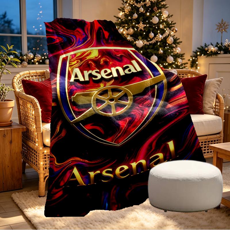 Coperta Stampata Arsenal F.C. - Morbida e Confortevole, per Camera da Letto, Viaggio, Divano, Decorazione Casa - Regalo di Compleanno Natale per Amico