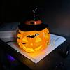 Halloween Resin Table Lamp Handcrafted Gothic Pumpkin & Wizard Hat Night Light USB Powered Warm Amber Light Home Decoration