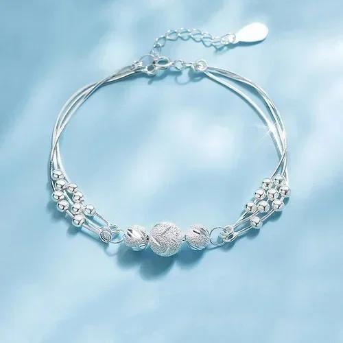 925 Silver Heart Shaped Necklace Bracelet Set for Women Vintage Korean Blue Crystal Bracelets Jewelry Set Party Jewelry