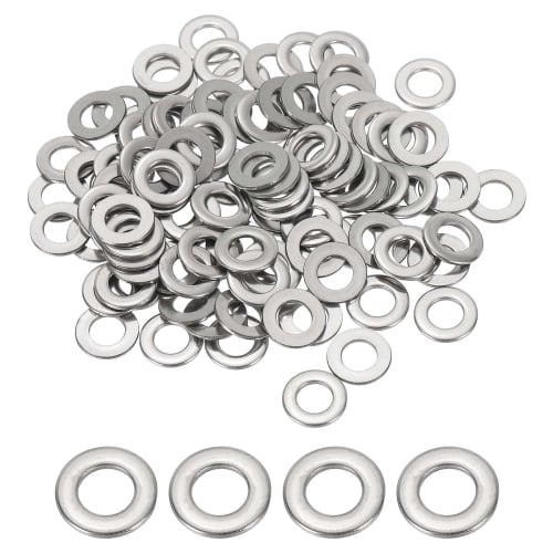 PATIKIL M5 X 10mm X 1mm Stainless Steel Flat Washers, 100 Pieces, Round Metal Washers, Small Spacers for Screws, Bolts, and Nuts, Assortment