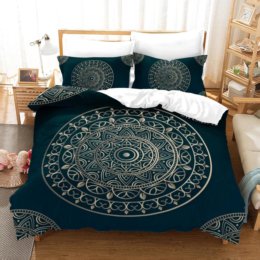 Mandala Bed Cover Set 228x228 Home Textile Bedding Set High Quality Luxury Bedroom Set Ropa De Cama King Size 100% Bamboo Fiber