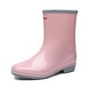 Fashion Medium Tube Rain Shoes Women's Pvc Non-slip Rain Boots Women's Water Shoes New Rubber Shoes Water Boots Kitchen Overshoes