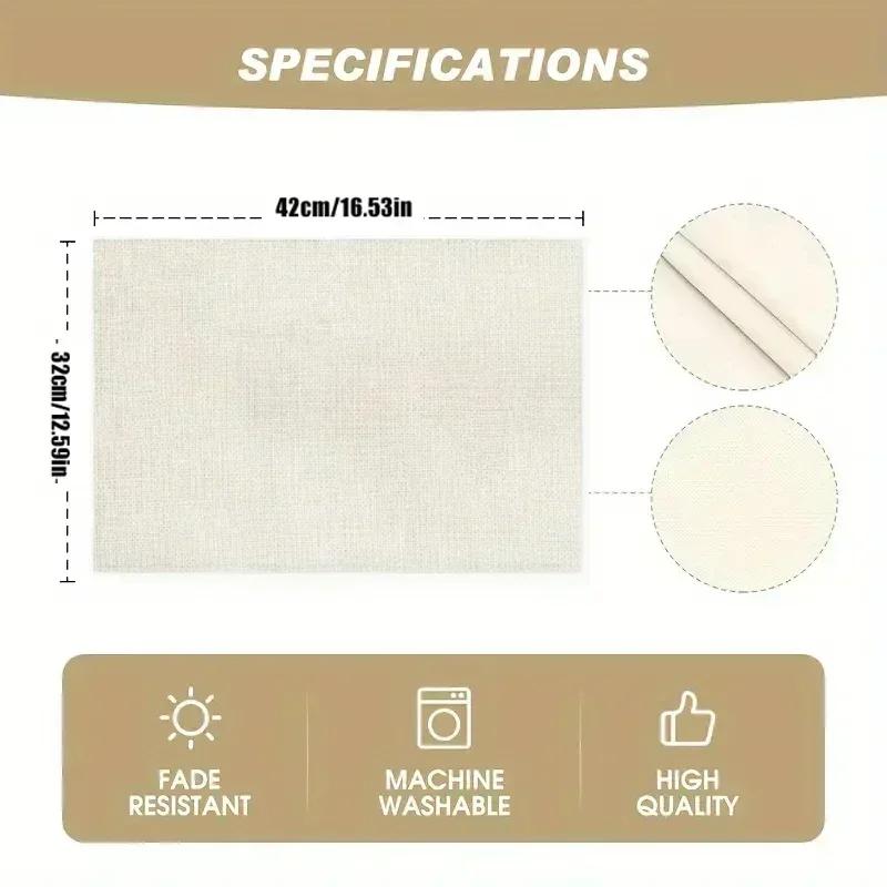 4pcs Sage Green Floral Placemats – Vintage Daisies & Wildflowers DesignWashable Polyester, Ideal for Indoor/Outdoor Dining