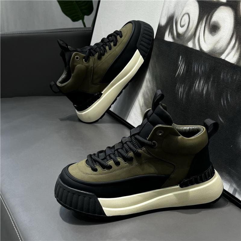 Shoes spring new mid-top shoes trendy lace-up platform shoes outdoor sports and leisure shoes qs