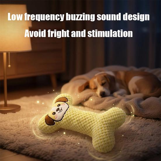 Plush Bone Dog Toy Soft Bone Dog Chew Toy with Gentle Sound Low Noise Tooth Cleaning Toy for Small Medium Dogs Teething Snuggling