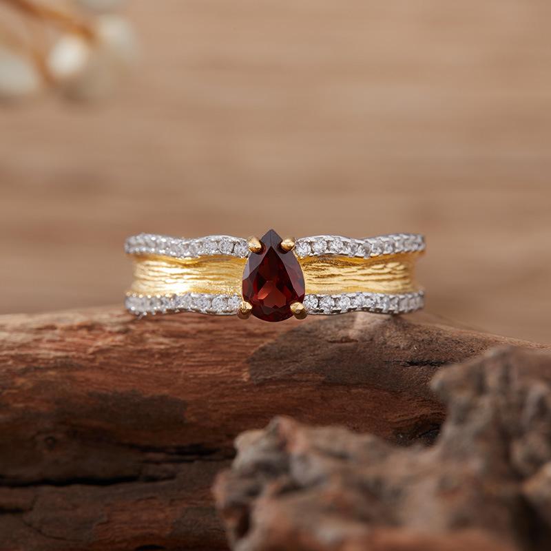 Натуральный драгоценный камень Танзанит Гранат Топаз Перидот Цветное Сокровище Кольцо Женское S925 Стерлинговое Серебро Кольцо на Указательный Палец Серьги