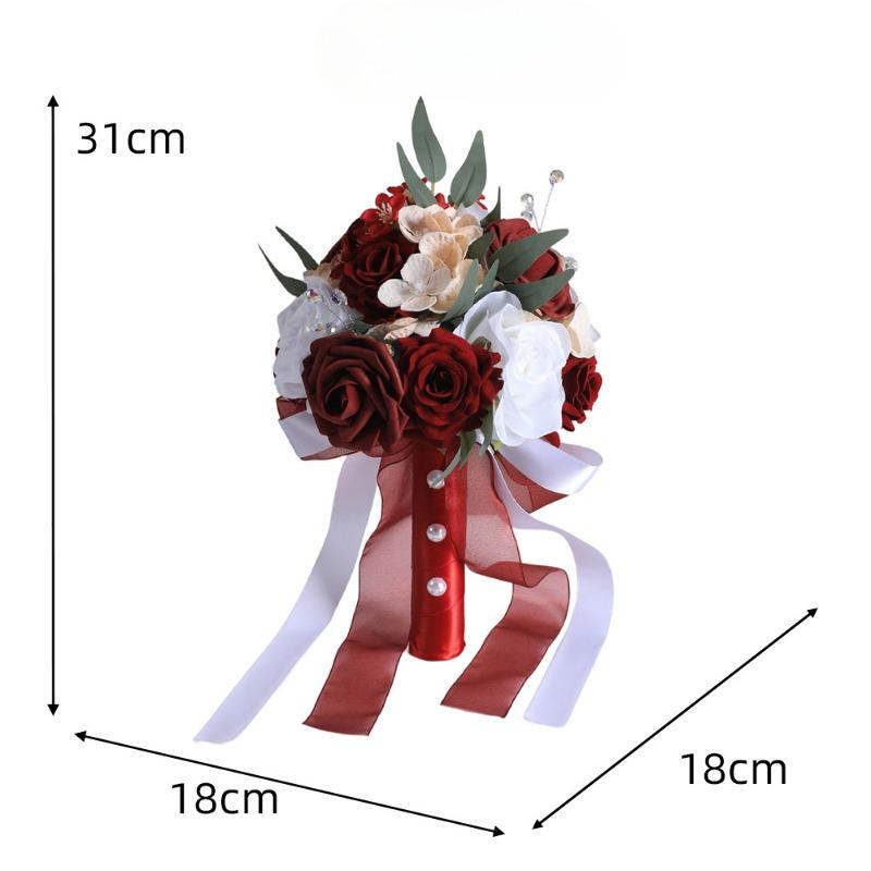 The Wedding Bouquet Is High-end and ElegantFeaturing Pearl Rose Hand-held Bouquets Artificial Flowers and Bride's Hand-held Bouquets