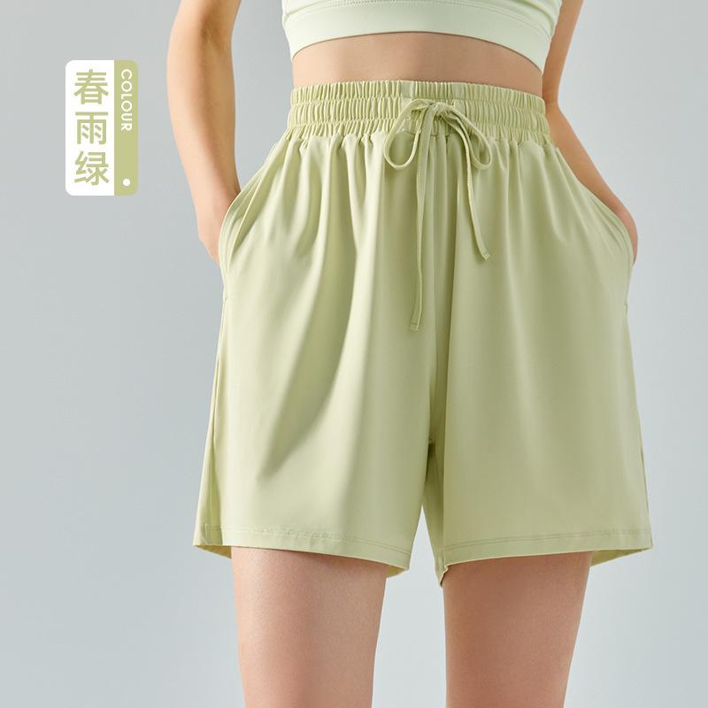 Original yarn cool sunscreen sports shorts women s slightly wide elastic ice silk loose five-point wide-leg pants fitness sunscreen shorts S