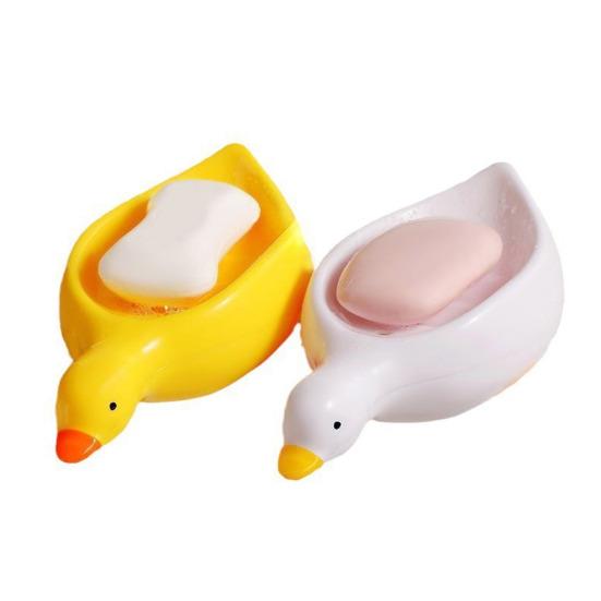 2Pcs Soap Dish Self-draining Design Easy To Clean Cartoon Duck