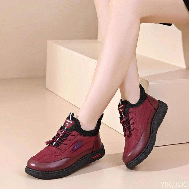 Fashionable Thick Soled Sports Shoes 2024 Winter Women's Vulcanized Shoes Anti Slip Waterproof Casual Warm Cotton Sports Shoes