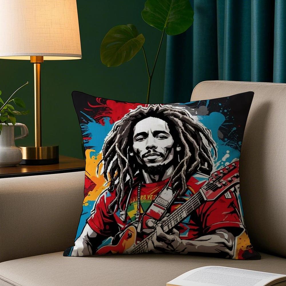 Reggae Rock Bob Marley Pillow Case Plush Fabric Soft Pillowcase Double Sided Print Sofa Cushion Cover Throw