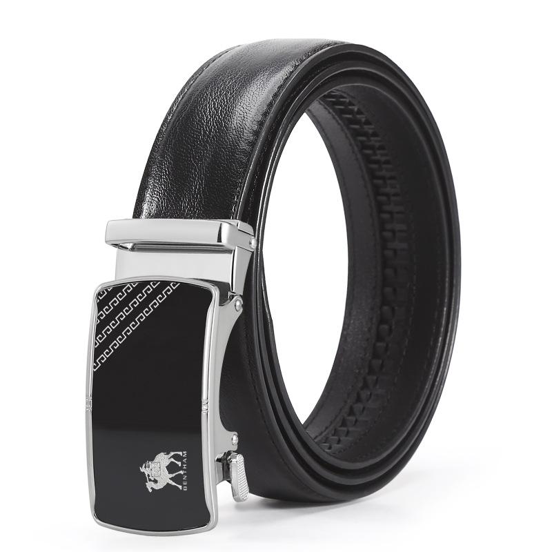 

Мужской кожаный ремень с автоматической пряжкой из сплава – стиль знаменитостей из Интернета для деловой и повседневной одежды 120cm