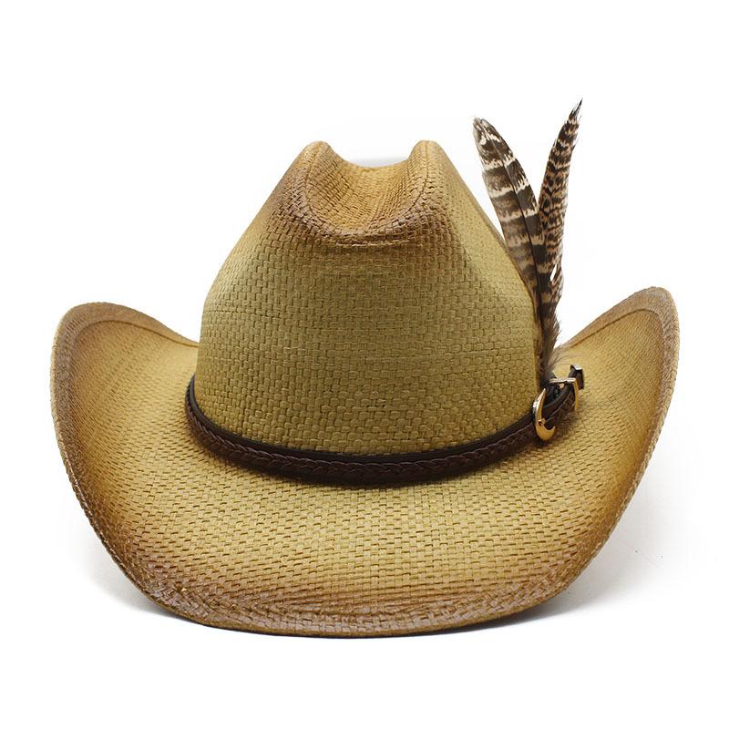 Three - Point Grass Hand - Woven Western Cowboy Hat for Men and Women, Seaside Vacation Sunshade