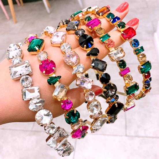 Mode Dam Flerfärgad Strass Inlagd Hårband Huvudbonad Pannband Accessoar