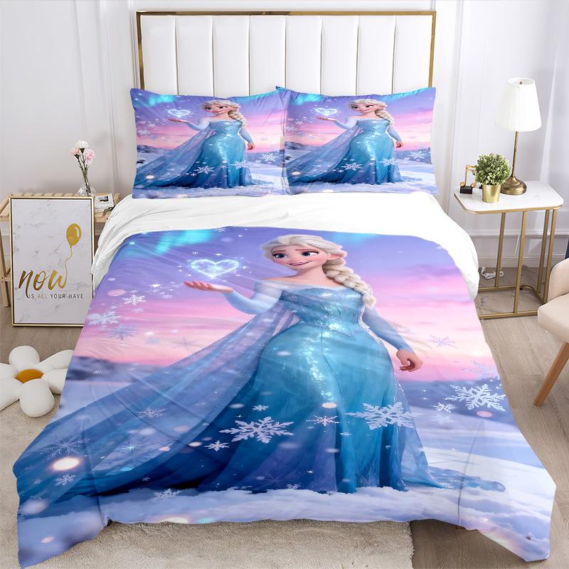 Elsa'S Winter Magic Print 3Pcs Bedding Setduvet Cover With 2 Bedropillowcase Home Birthday Gift