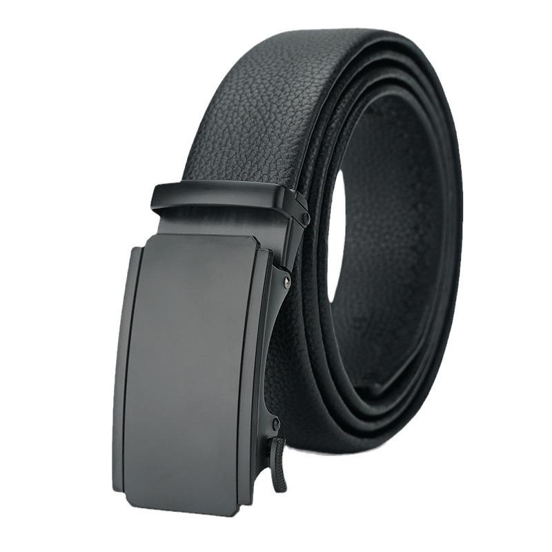 Men's New Belt Automatic Buckle Belt Trousers Belt Black Slim Belt