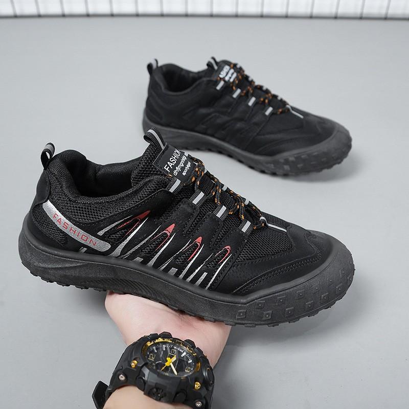 Men's shoes new autumn breathable leather mesh casual shoes sports mountaineering shoes light labor insurance shoes