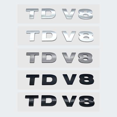 3D Stereoscopic TDV8 Chrome Black ABS Letters Emblem Car Rear Trunk Decoration Badge Sticker For SUV Car Accessories