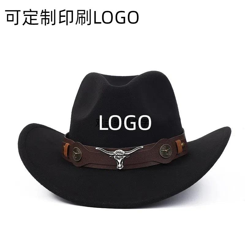 New Western Cowboy Hat Top Hat Jazz Hat Big Brim Ethnic Style Cowboy Felt Hat