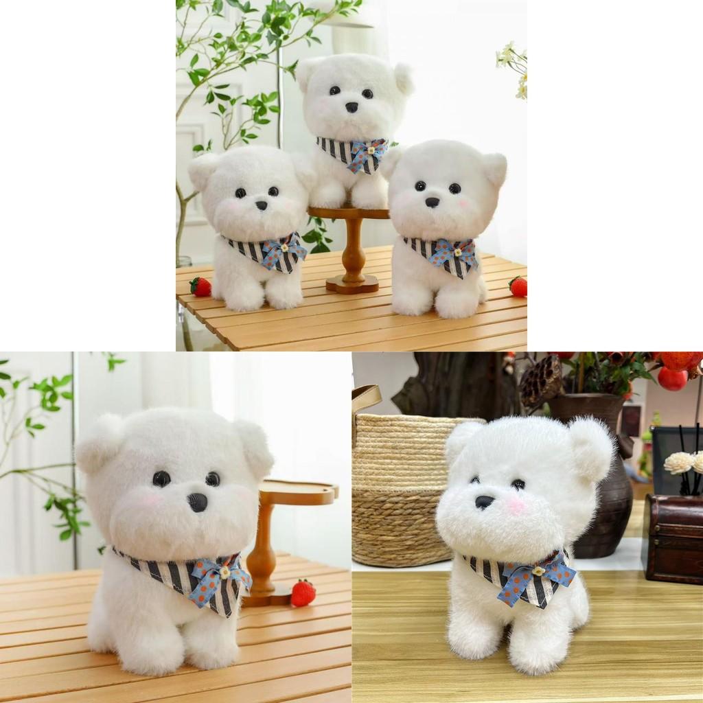 Bichon Scarf Triangular Frise Plush Toy Cute Stuffed Animal Doll Birthday Gift