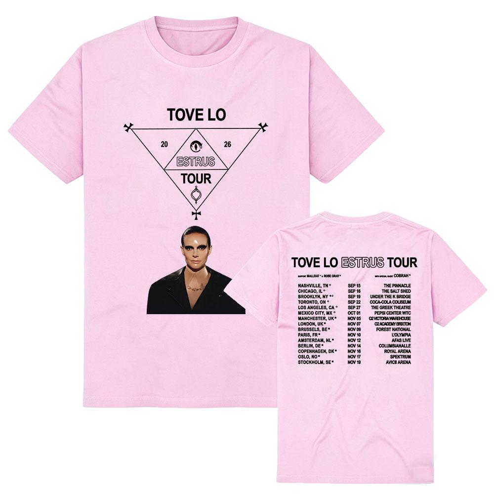 Tove Lo ESTRUS Tour T-Shirt Sommer Baumwolle Weich Damen T-Shirts Unisex Streetwear Kurzarm Rundhals Lässige T-Shirts Grafik Merch XS black