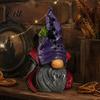Lighted Halloween Ornaments Vampire Gnome Figurine, Resin Faceless Dwarf Statue with Purple Star Party Supplies Hat And Cape, Spooky Cute Ornament for