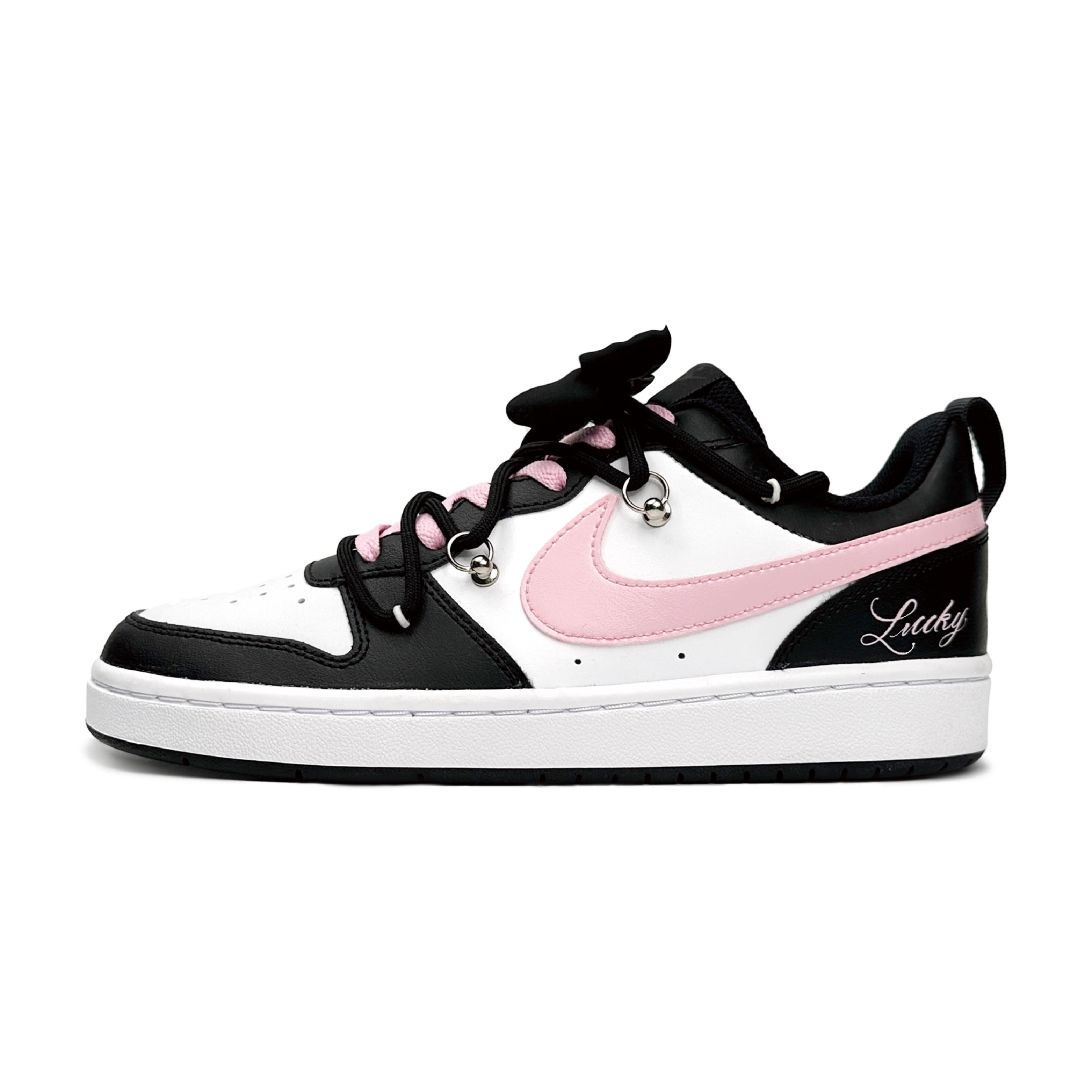 

Nike Court Borough Low top Skateboard Shoes GS Black Pink BQ5448-115(Team11-) 35.5