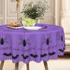1 Piece, Halloween Round Purple Tablecloth 60 Inches Happy Halloween, Suitable For Long/Round Tables