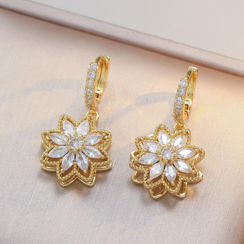 Necklace women's sunflower jewelry rotating necklace earrings ring set