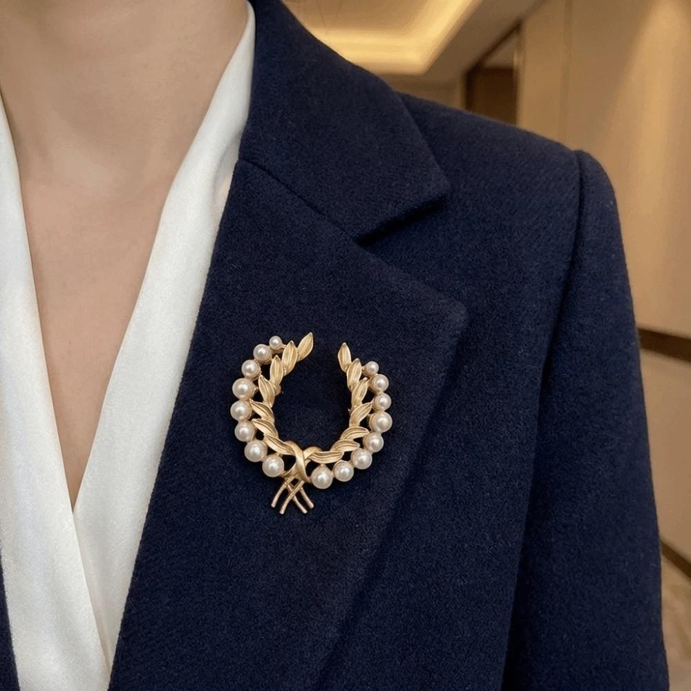 Vintage Pearl Brooch Luxury Wheat Ears Lapel Pins Handmade Women's Brooch  Wedding Occasion