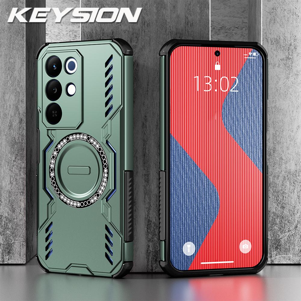 KEYSION Hollow Heat Dissipation Case for Realme C85 5G Silicone+PC Magnetic Cooling Shockproof Phone Cover for OPPO Realme C85