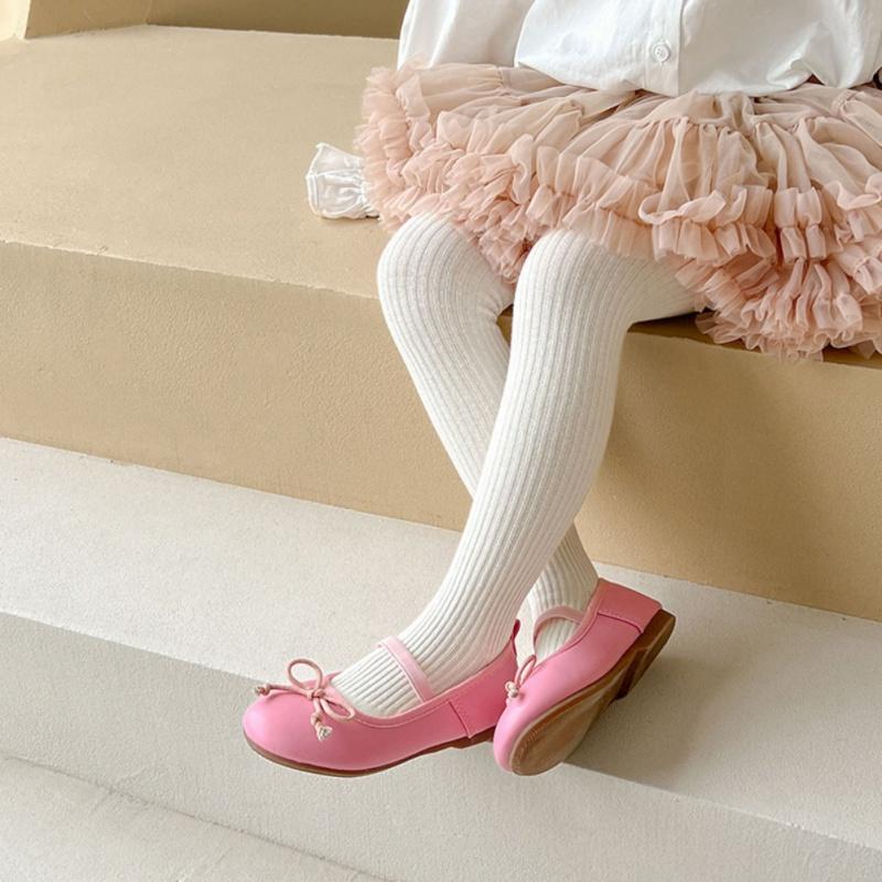 Girls' Pantyhose Children's Leggings Solid Color Vertical Striped Kids Pantyhose
