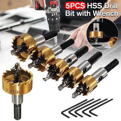 5Pcs/Set Hole Saw Bits Drill Bit Hole HSS Saws Set Titanium Plating Drill Bits Set High Speed Steel Hole Saw Kits 16/18.5/20/25/30mm