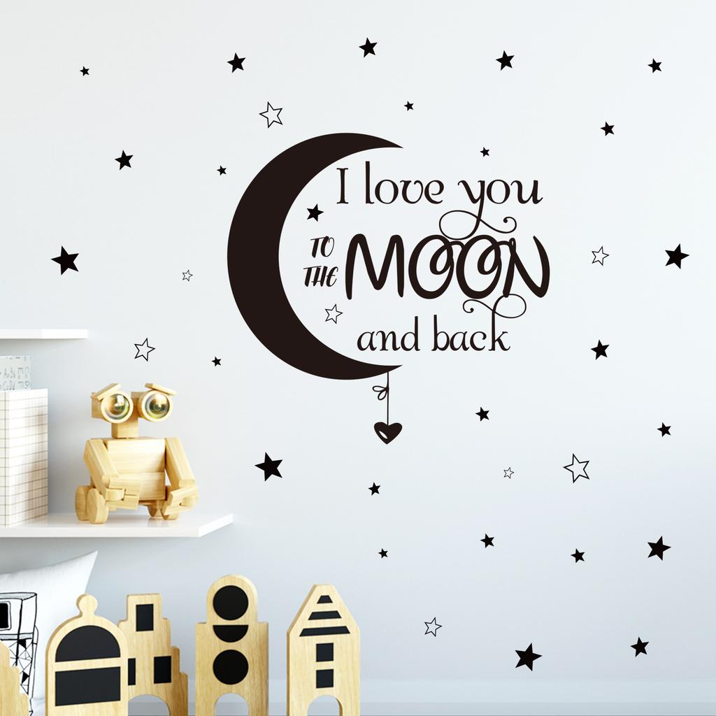 Moon Stars Family Quote Wall Sticker Removable Living Room Bedroom Table Decor