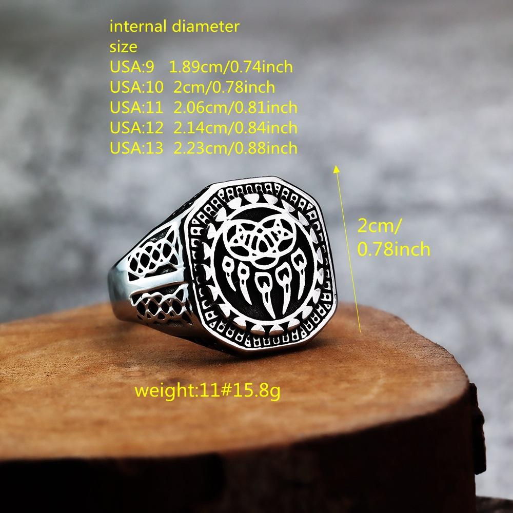 Anello da Uomo Viking Style Artiglio d'Orso Celtico Acciaio Titanio Massiccio Accessorio di Moda
