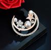 Fashion Pearl Moon Star Brooch for Women Men Fashion Rhinestone Brooches Pins Jewelry Accessories Party Gifts