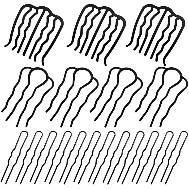 1Pc Black Metal Hair Fork Clip Salon Women Hairpins Combs Hairside Clips Side Combs Updo Sticks Hair Styling Tool Headwear