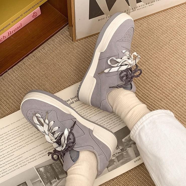 Color Matching Casual Retro Versatile Thick Baseplate Shoes Women's 2025 New Spring and Autumn Lightweight Low-top Heightening Sports Shoes