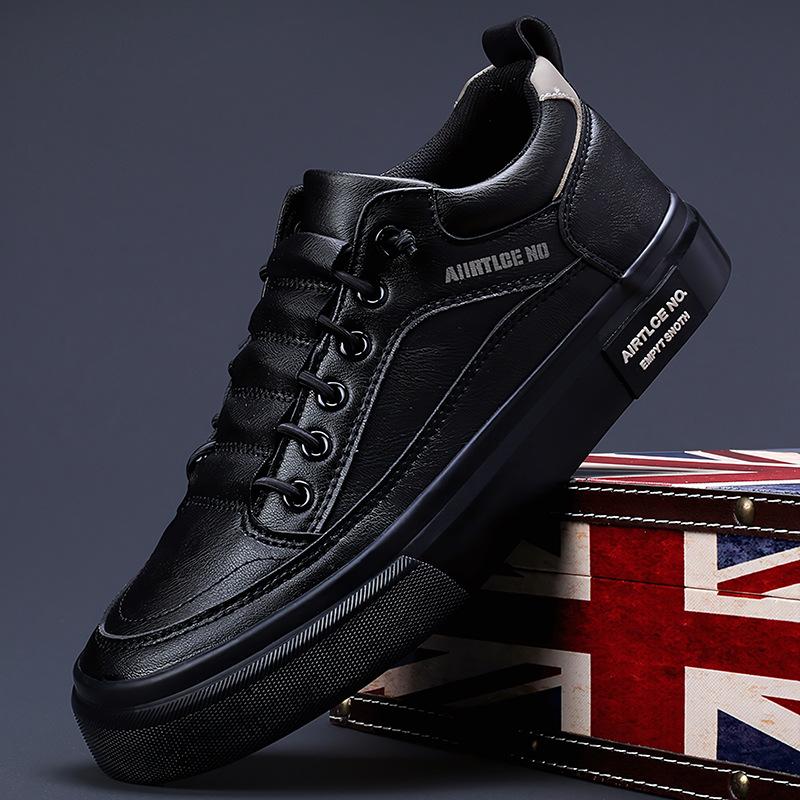New Men's Casual Leather Shoes Popular Flat Men's Shoes Korean Style Trendy Shoes High Top Men's Shoes Fashionable Versatile Shoes