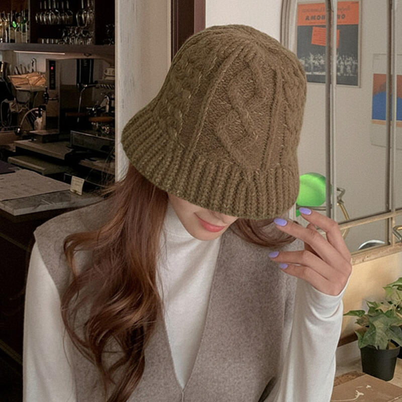 Floren Women s Knitted Bucket Hat Winter Hat beige