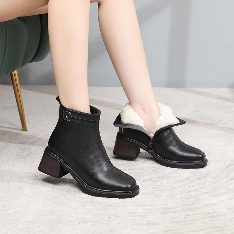 Fashion AIYUQI Women Dress Boots Winter 2025 New Genuine Leather Women Ankle Boots Natural Wool Warm Winter Shoes Boots Ladies