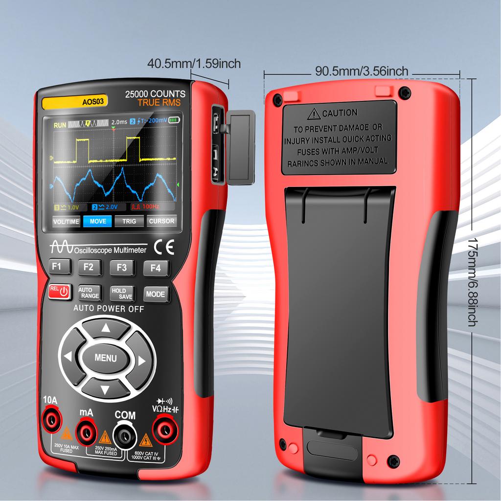 3 in 1 Handheld Oscilloscope Multimeter Signal Generator 2 Channel 50MHz Bandwidth 280Msa/s Sampling Rate Oscilloscope