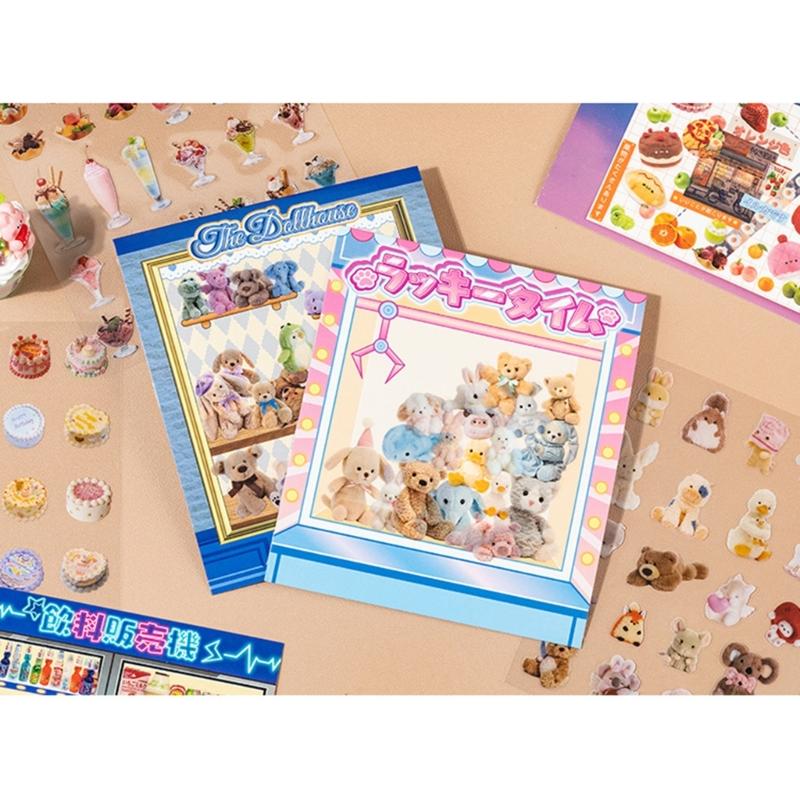 Cartoon 3D House Scene Sticker Miniature Simulated Store Scene Sticker for Scrapbooking Journal Notebook Photo Album