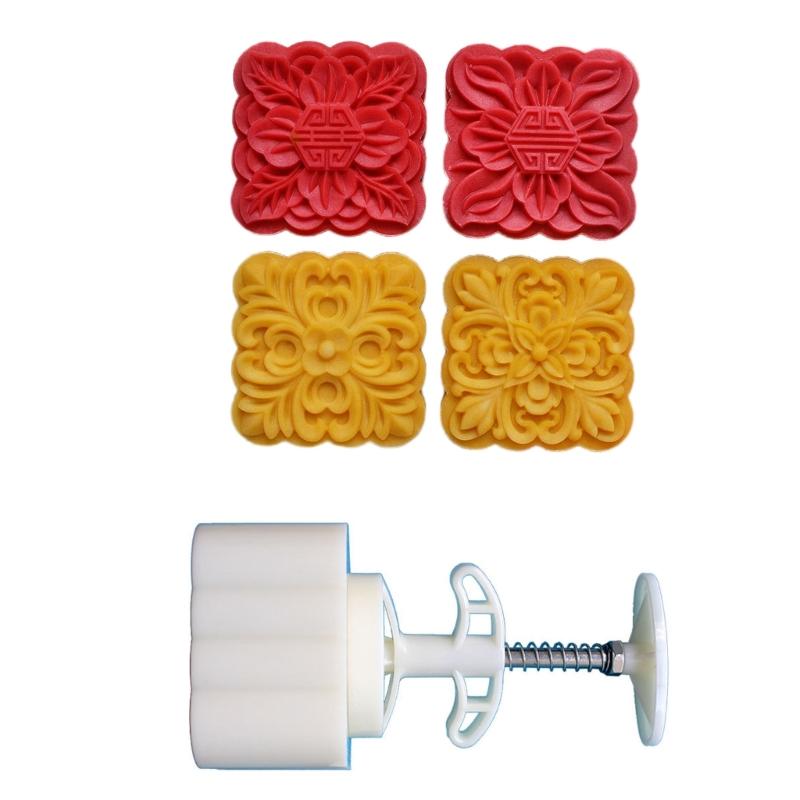 

Square Flower Pattern Dessert Press Molds Cookie Molds Chinese MidAutumn Dessert Maker Decorating Tool for Cookie