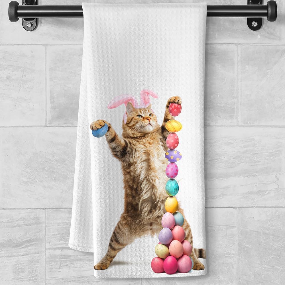 St Patricks Day Luck Green Kitchen Towels - Shamrock Wreath Quick-Dry Embroidered 'Lucky' Centerpiece Art, Irish-Themed Decorative Hand Towel for