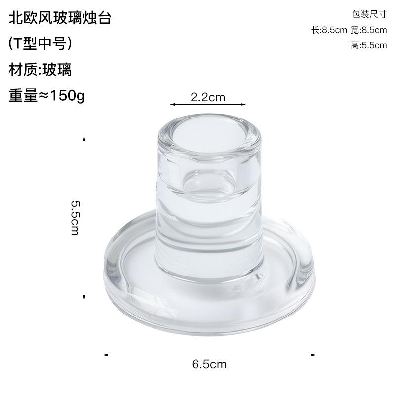 Luxury Glass T-Shaped Candle Holder Wedding Centerpiece Candle Sticks Holders Vase Clear Glass Taper Candlestick Holder